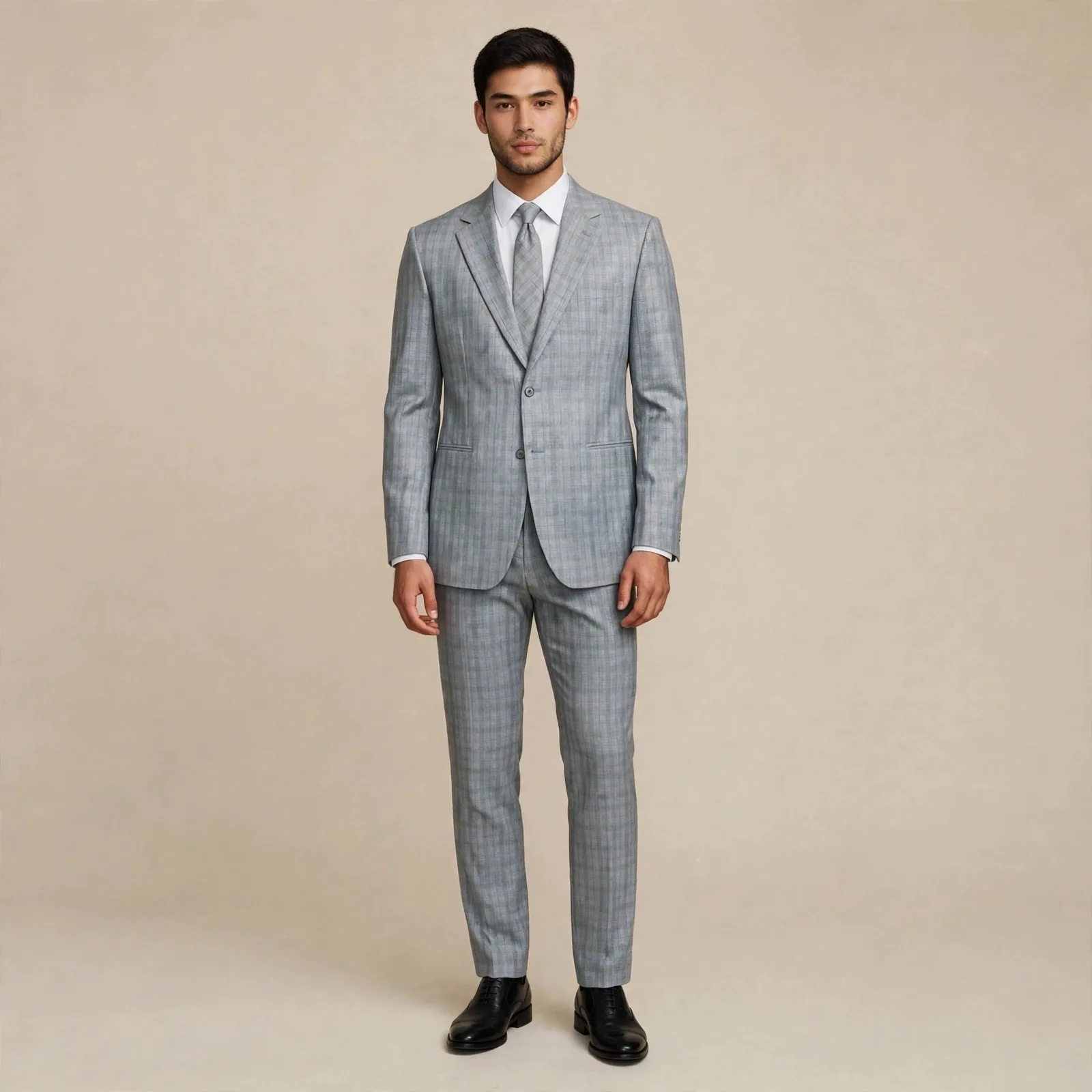 Light Grey Glen Check Executive 2-Piece Suit
