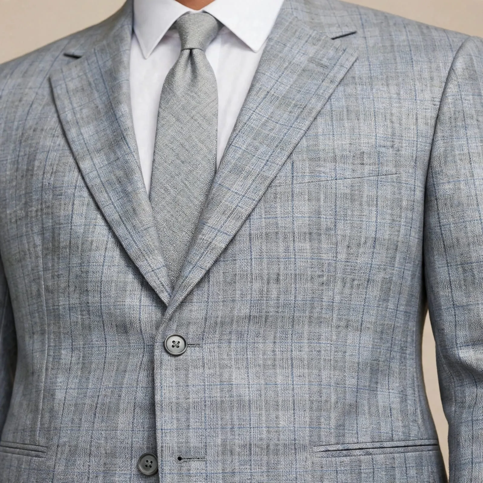 Light Grey Glen Check Executive 2-Piece Suit 2