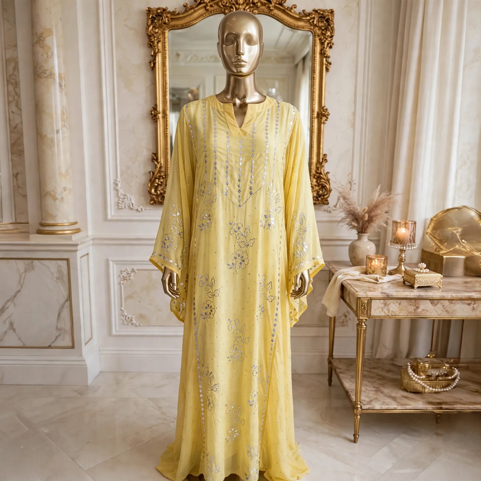 Rose Bunch Handmade Mukesh Kaftan
