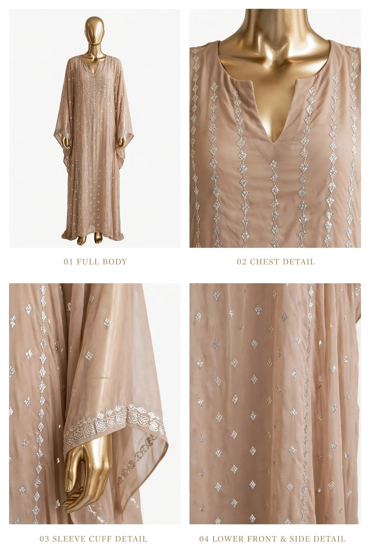 Barfi Booti Handmade Mukesh Kaftan 2