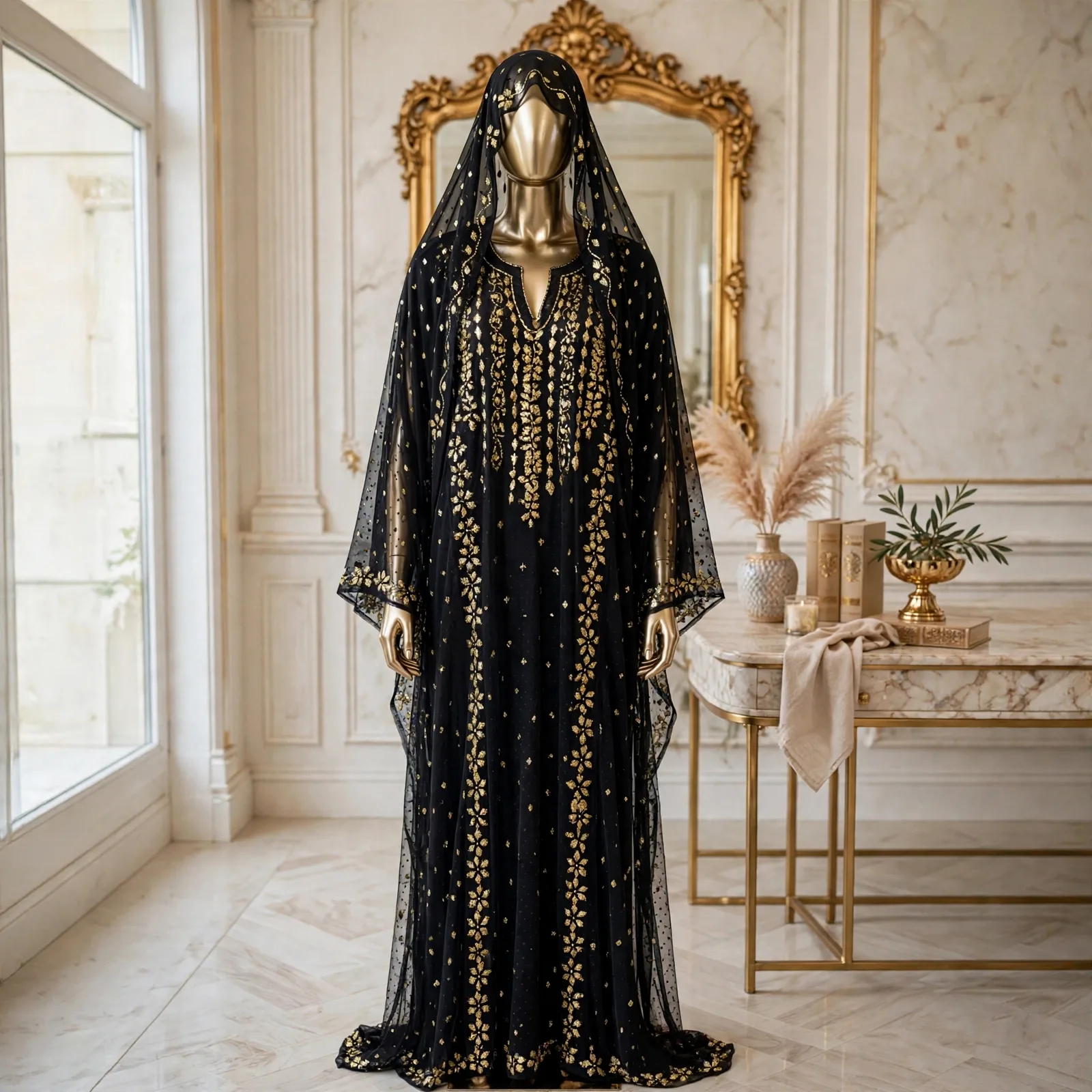 Black Golden Mukesh Kaftan