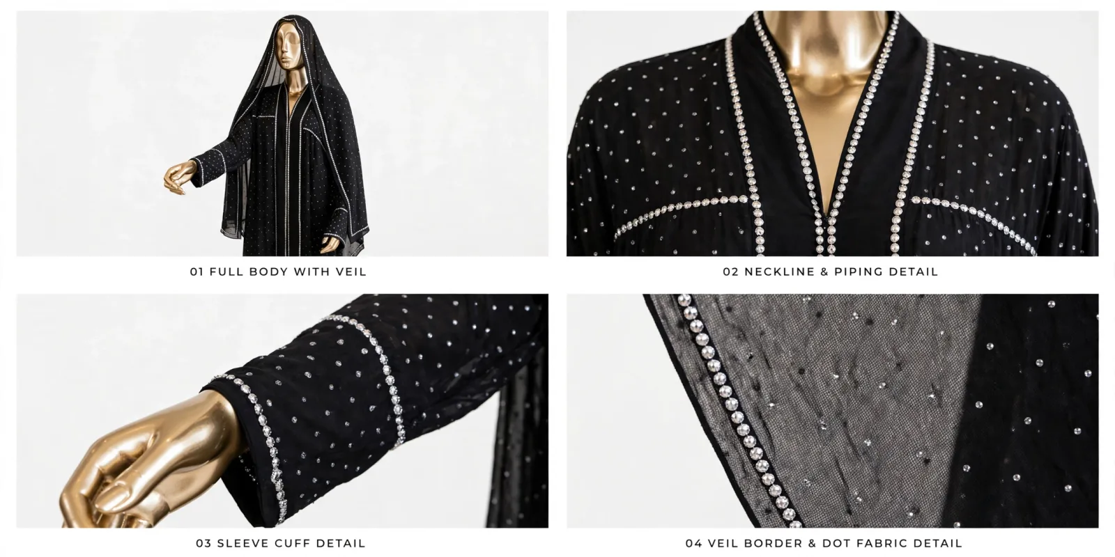 Black - Handmade Silver Mukesh Kaftan 2