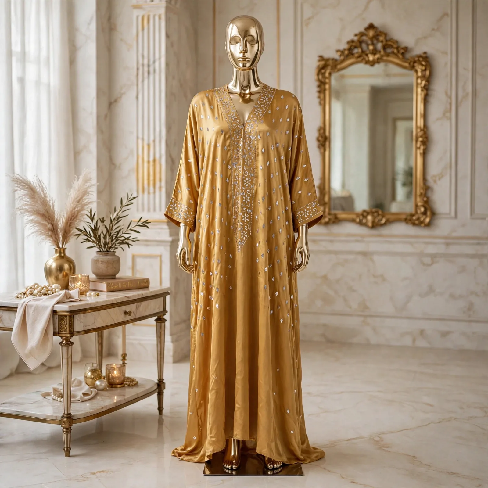 Mustard Gold - Handmade Silver Mukesh Kaftan