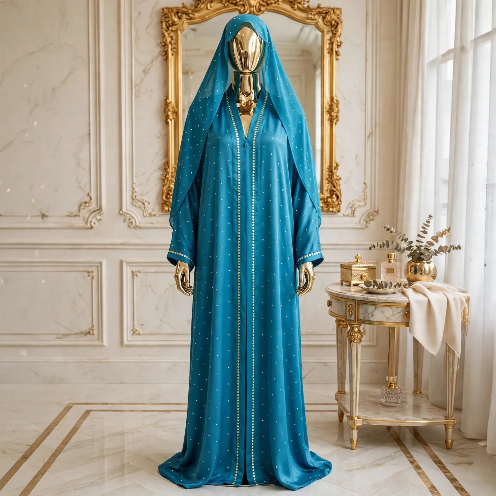 Ferozi Blue - Handmade Golden Mukesh