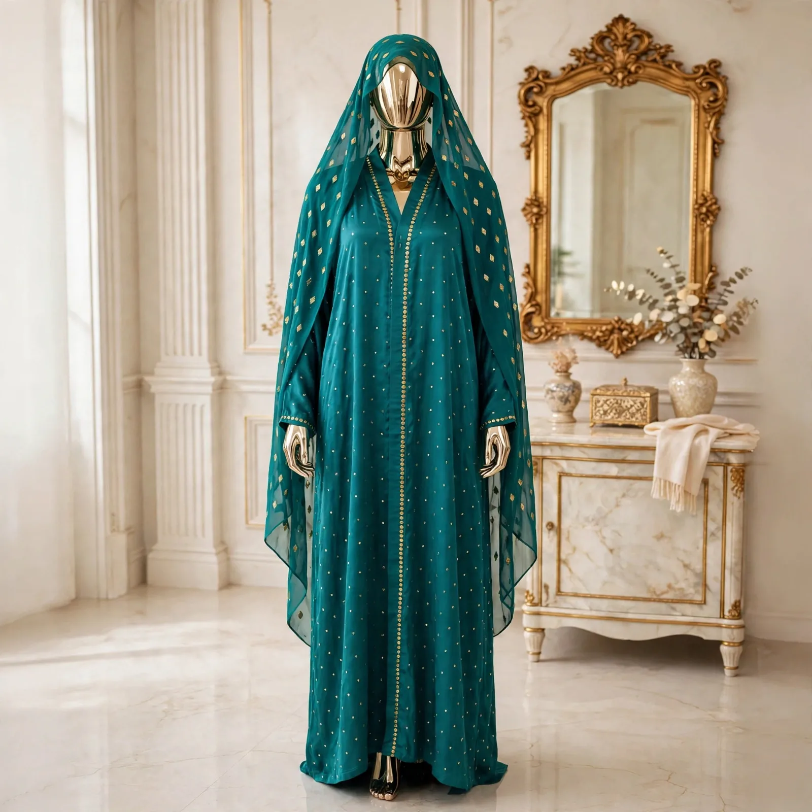 Teal Green - Handmade Golden Mukesh