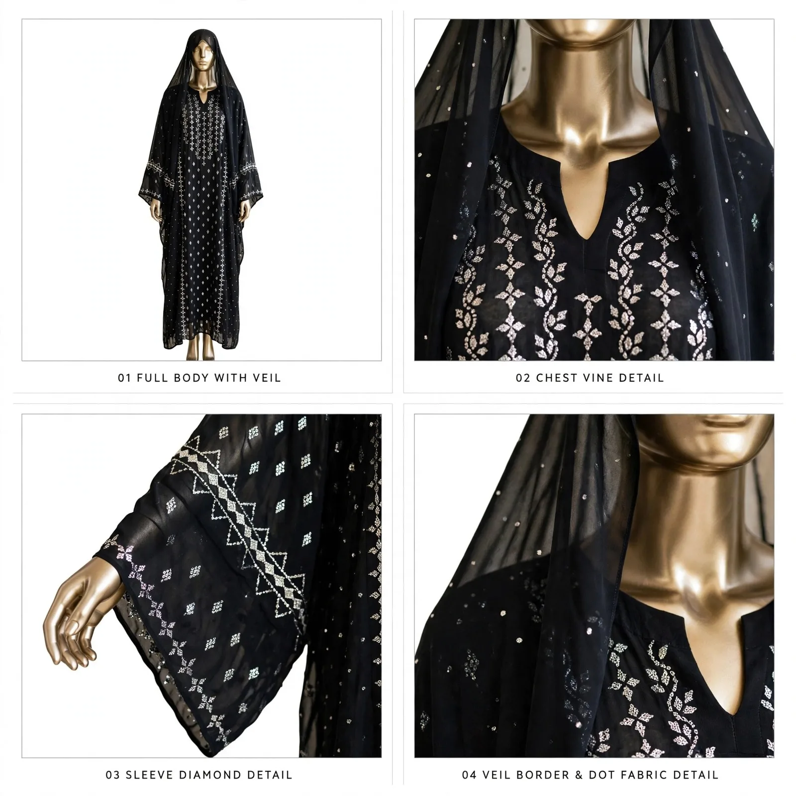 Kaftan Embroidery Black 2